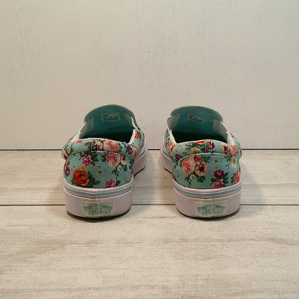 Vans Girls Garden Floral Comfycush Blue Classic Slip-on Size 2.5 - Picture 5 of 12